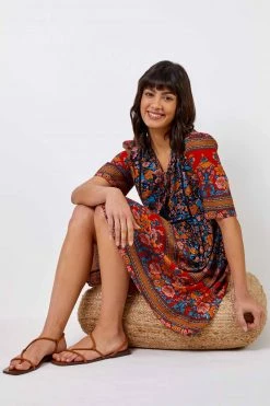 Roman Blue Floral Tie Detail Tiered Dress 12 Roman Blue Floral Tie Detail Tiered Dress -Roman Sales Shop unnamed file 3609