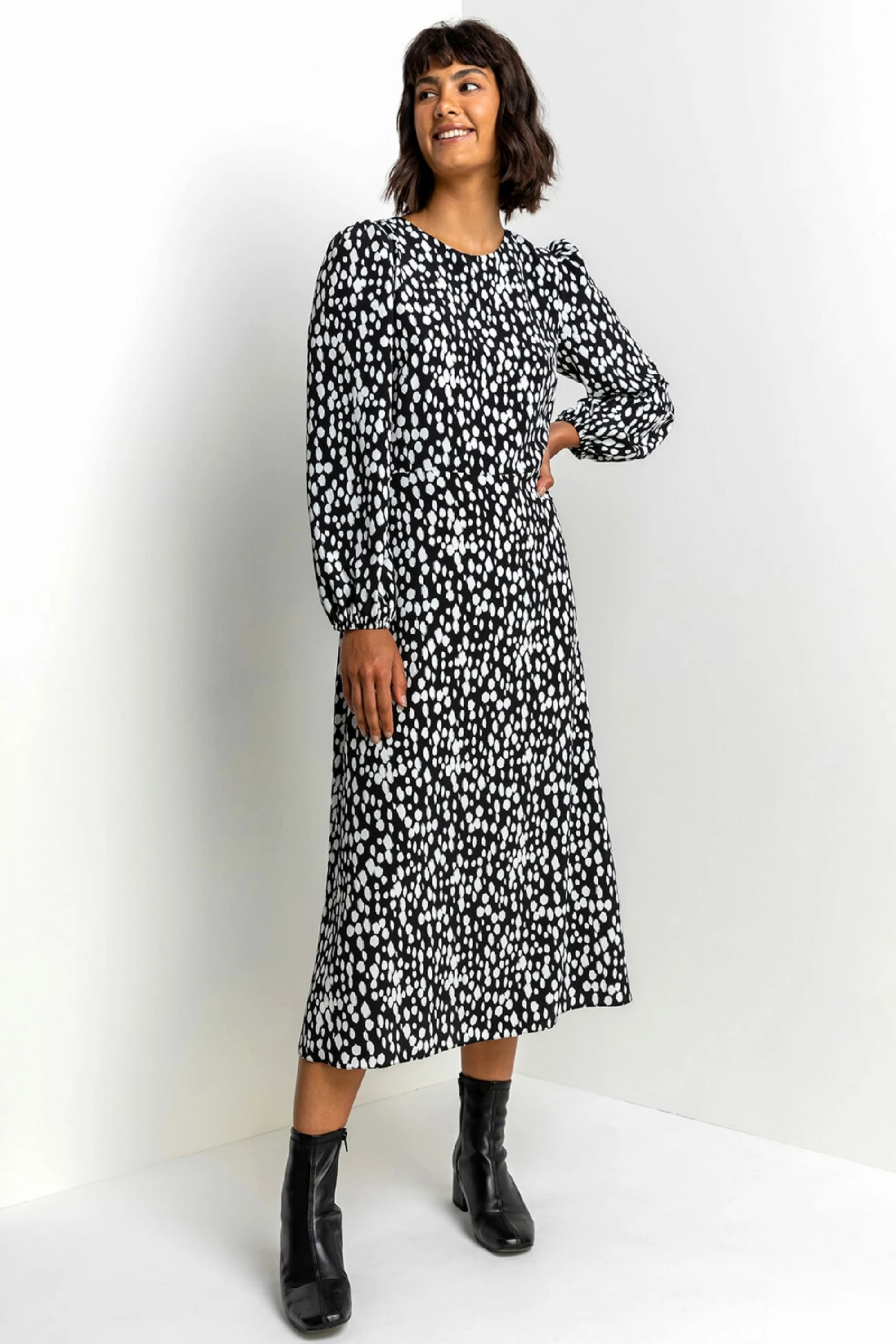 Roman Black Spot Print Midi Dress 4 Roman Black Spot Print Midi Dress - Image 2