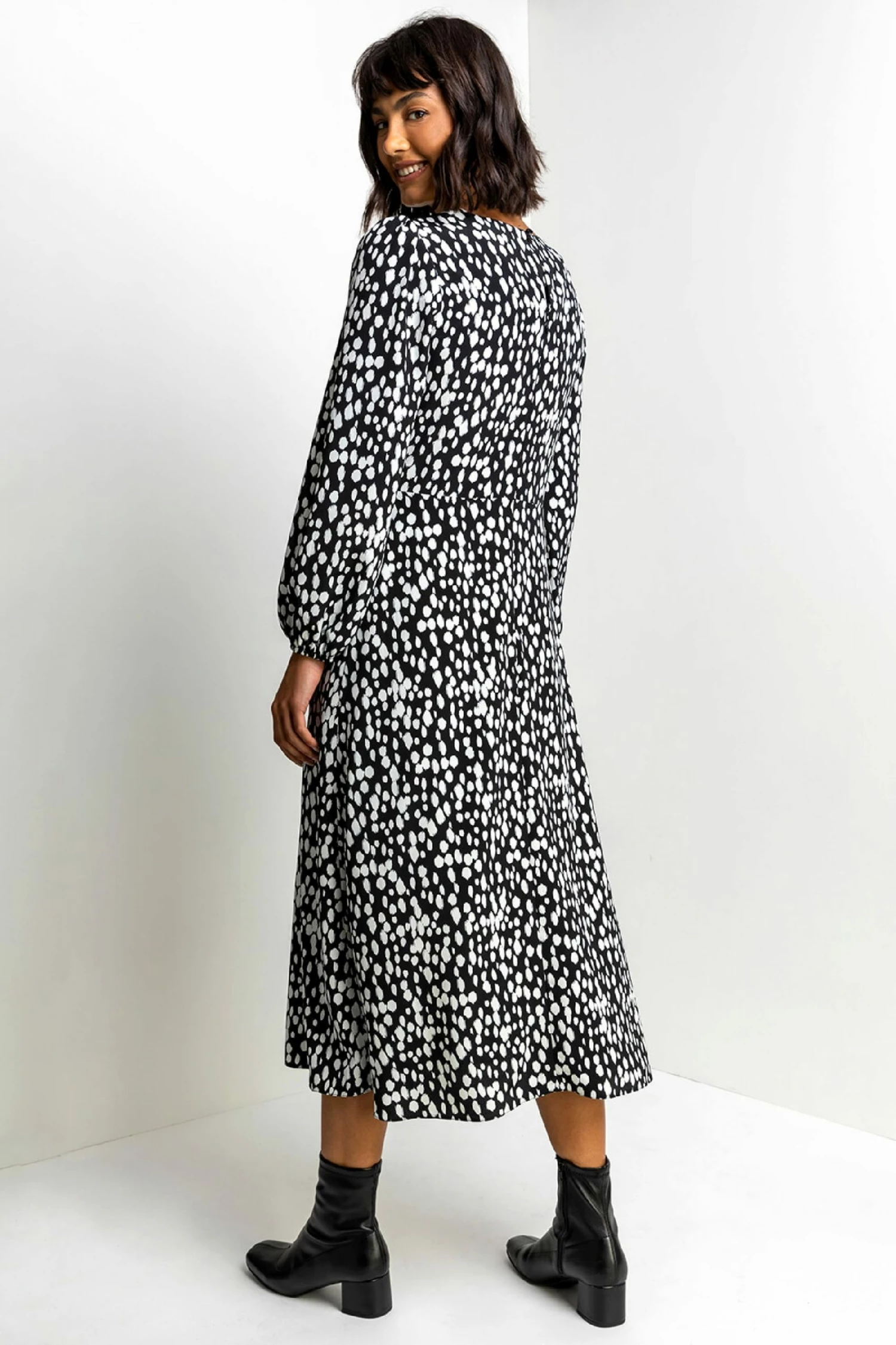 Roman Black Spot Print Midi Dress 5 Roman Black Spot Print Midi Dress - Image 3