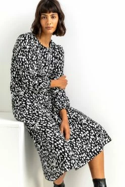Roman Black Spot Print Midi Dress 11 Roman Black Spot Print Midi Dress -Roman Sales Shop unnamed file 3625