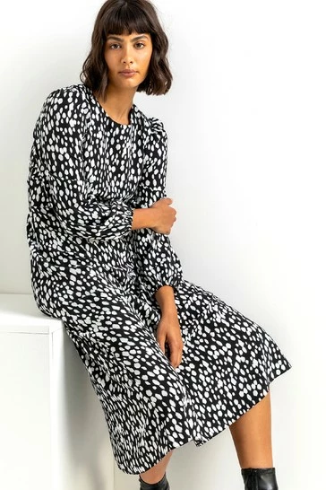 Roman Black Spot Print Midi Dress 7 Roman Black Spot Print Midi Dress - Image 5
