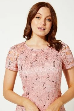 Roman Pink Lace Detail Fit And Flare Dress 10 Roman Pink Lace Detail Fit And Flare Dress -Roman Sales Shop unnamed file 3634