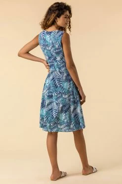 Roman Blue Tropical Print Stretch Midi Dress 8 Roman Blue Tropical Print Stretch Midi Dress -Roman Sales Shop unnamed file 3639