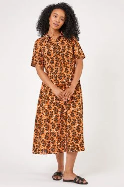 Roman Orange Petite Abstract Floral Spot Print Shirt Dress 9 Roman Orange Petite Abstract Floral Spot Print Shirt Dress -Roman Sales Shop unnamed file 3644