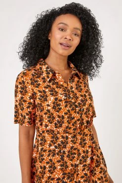 Roman Orange Petite Abstract Floral Spot Print Shirt Dress 11 Roman Orange Petite Abstract Floral Spot Print Shirt Dress -Roman Sales Shop unnamed file 3646