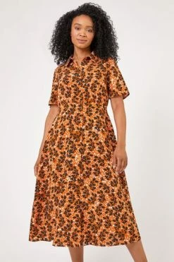 Roman Orange Petite Abstract Floral Spot Print Shirt Dress 13 Roman Orange Petite Abstract Floral Spot Print Shirt Dress -Roman Sales Shop unnamed file 3648
