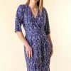 Roman Navy Abstract Stripe Print Wrap Dress 2 Roman Navy Abstract Stripe Print Wrap Dress -Roman Sales Shop unnamed file 3649