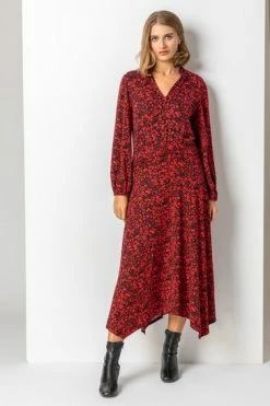 Roman Red Floral Print Pleat Detail Midi Dress 11 Roman Red Floral Print Pleat Detail Midi Dress -Roman Sales Shop unnamed file 3658
