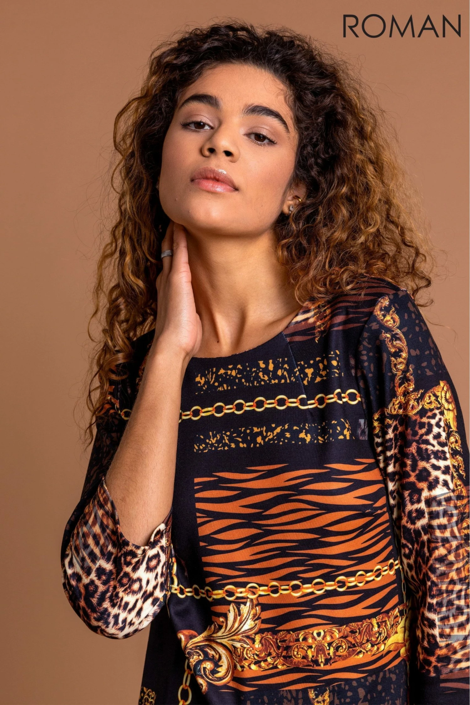 Roman Black Animal Chain Print Shift Dress 6 Roman Black Animal Chain Print Shift Dress - Image 4