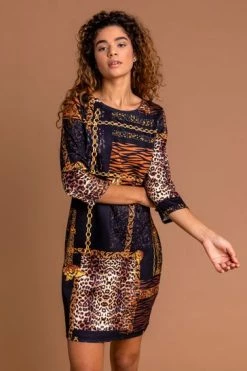 Roman Black Animal Chain Print Shift Dress 11 Roman Black Animal Chain Print Shift Dress -Roman Sales Shop unnamed file 3668