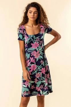 Roman Blue Tropical Floral Square Neck Dress 11 Roman Blue Tropical Floral Square Neck Dress -Roman Sales Shop unnamed file 3678