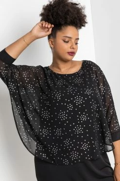 Roman Black Curve Foil Print Overlay Dress 10 Roman Black Curve Foil Print Overlay Dress -Roman Sales Shop unnamed file 3687