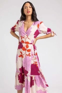 Roman Pink Floral Frill Hem Wrap Midi Dress 11 Roman Pink Floral Frill Hem Wrap Midi Dress -Roman Sales Shop unnamed file 369