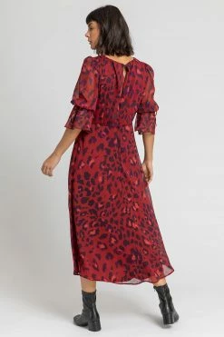 Roman Red Animal Print Chiffon Midi Dress 8 Roman Red Animal Print Chiffon Midi Dress -Roman Sales Shop unnamed file 3690