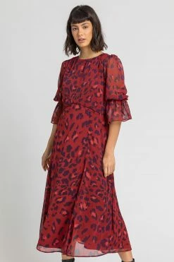 Roman Red Animal Print Chiffon Midi Dress 9 Roman Red Animal Print Chiffon Midi Dress -Roman Sales Shop unnamed file 3691