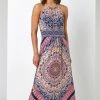 Roman Pink & Blue Boho Print Halterneck Maxi Dress -Roman Sales Shop unnamed file 3694