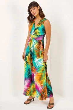 Roman Yellow Floral Twist Stretch Jersey Maxi Dress -Roman Sales Shop unnamed file 3701