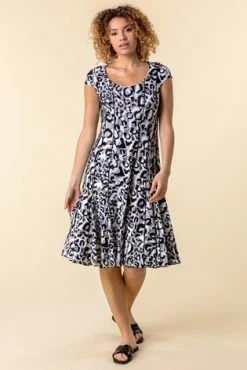 Roman Multi Animal Print Cap Sleeve Panel Dress 11 Roman Multi Animal Print Cap Sleeve Panel Dress -Roman Sales Shop unnamed file 3709