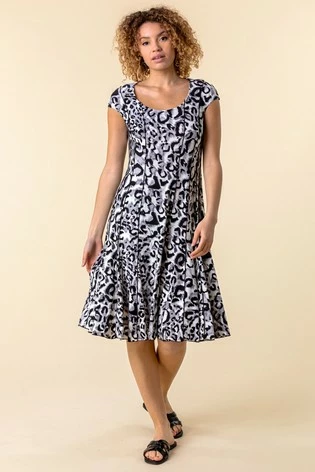 Roman Multi Animal Print Cap Sleeve Panel Dress 7 Roman Multi Animal Print Cap Sleeve Panel Dress - Image 5