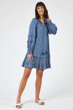 Roman Blue Disty Floral Print Tunic Dress 10 Roman Blue Disty Floral Print Tunic Dress -Roman Sales Shop unnamed file 3712