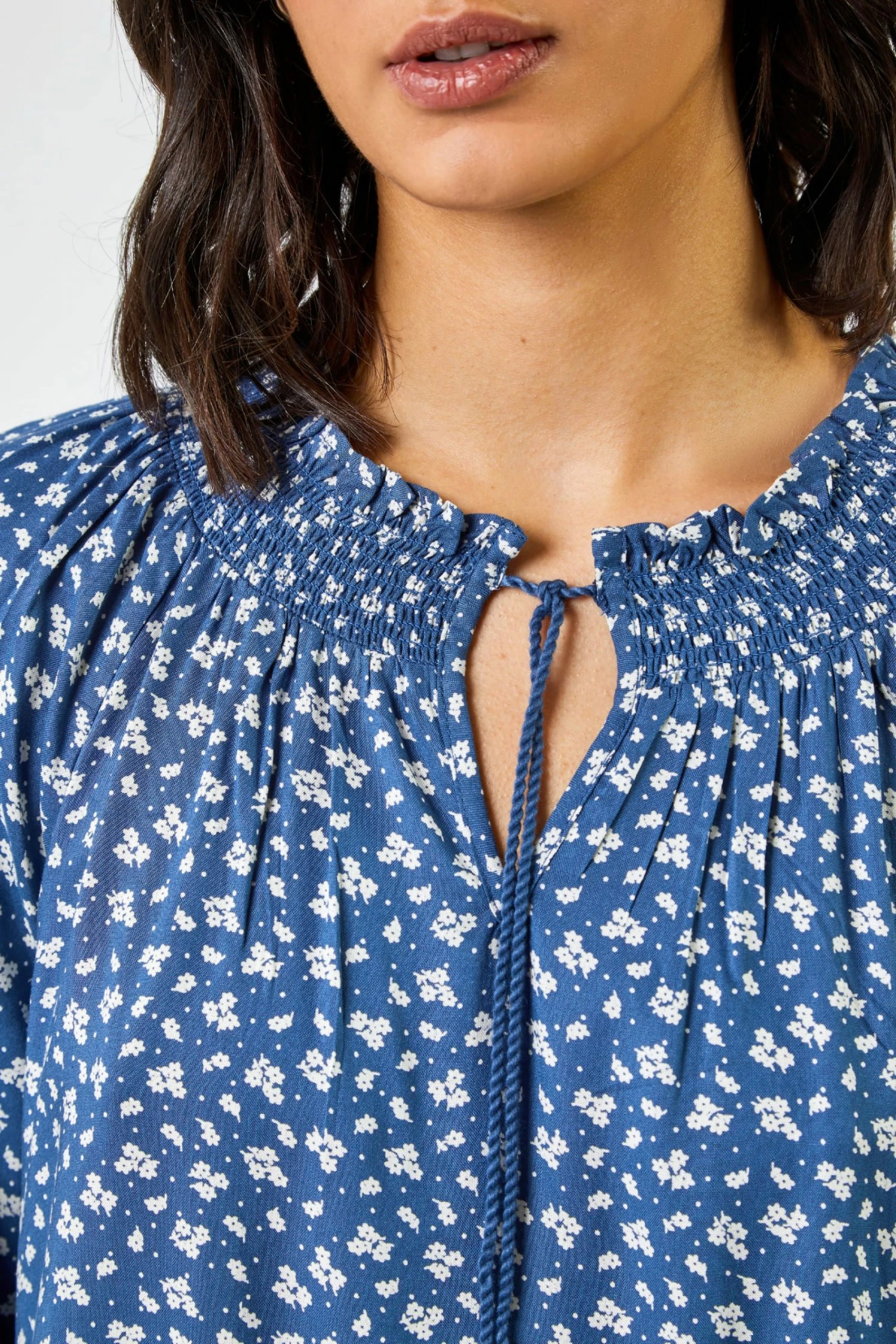 Roman Blue Disty Floral Print Tunic Dress 6 Roman Blue Disty Floral Print Tunic Dress - Image 4