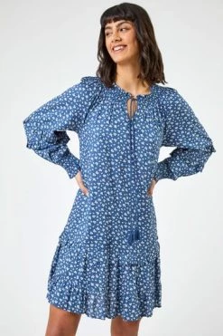 Roman Blue Disty Floral Print Tunic Dress 13 Roman Blue Disty Floral Print Tunic Dress -Roman Sales Shop unnamed file 3715