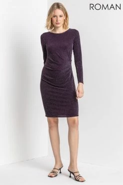 Roman Purple Metallic Shimmer Pleated Dress 10 Roman Purple Metallic Shimmer Pleated Dress -Roman Sales Shop unnamed file 3730