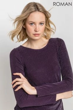 Roman Purple Metallic Shimmer Pleated Dress 11 Roman Purple Metallic Shimmer Pleated Dress -Roman Sales Shop unnamed file 3731