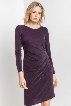 Roman Purple Metallic Shimmer Pleated Dress 12 Roman Purple Metallic Shimmer Pleated Dress -Roman Sales Shop unnamed file 3732