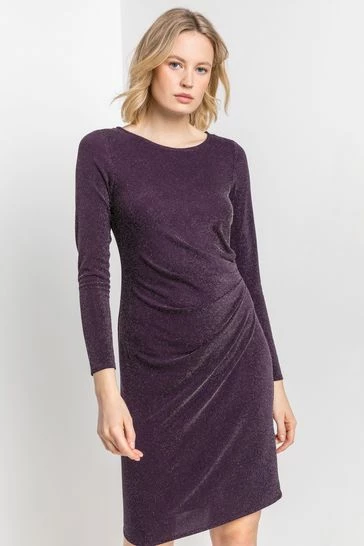 Roman Purple Metallic Shimmer Pleated Dress 7 Roman Purple Metallic Shimmer Pleated Dress - Image 5