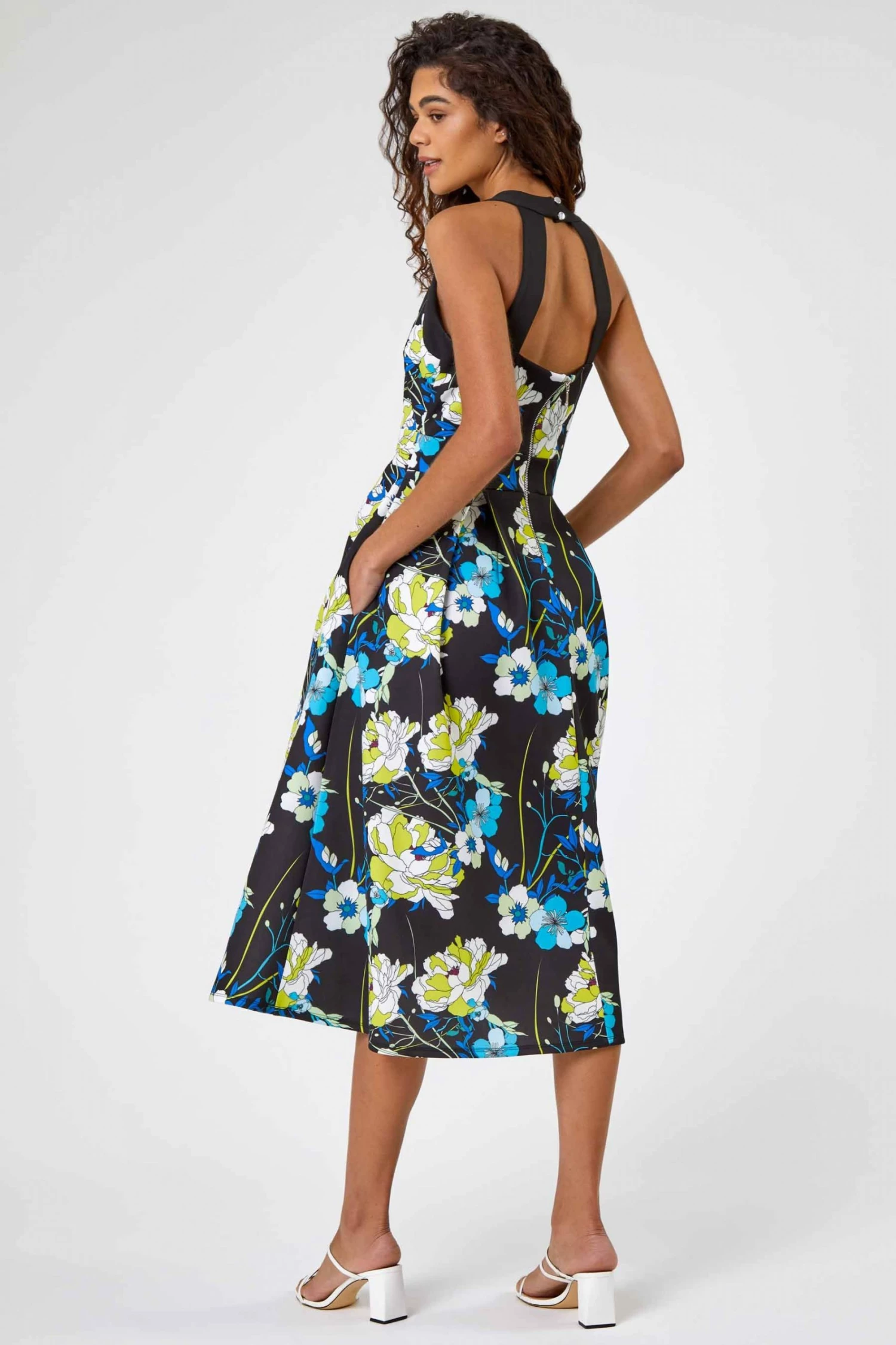 Roman Green Floral Fit And Flare Scuba Dress 4 Roman Green Floral Fit And Flare Scuba Dress - Image 2