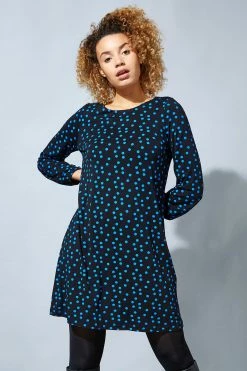 Roman Blue Originals Long Sleeve Spot Print Shift Dress 8 Roman Blue Originals Long Sleeve Spot Print Shift Dress -Roman Sales Shop unnamed file 3741
