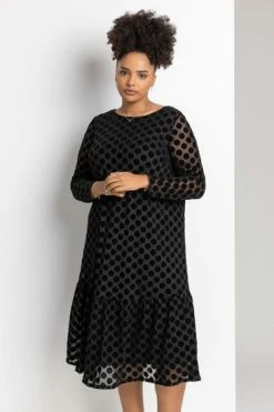 Roman Black Curve Flock Spot Midi Dress 13 Roman Black Curve Flock Spot Midi Dress -Roman Sales Shop unnamed file 3750