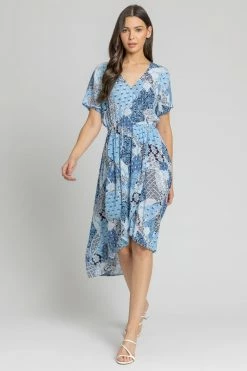 Roman Blue Patchwork Floral Wrap Dress 9 Roman Blue Patchwork Floral Wrap Dress -Roman Sales Shop unnamed file 3753