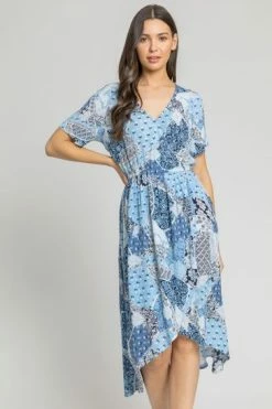 Roman Blue Patchwork Floral Wrap Dress 11 Roman Blue Patchwork Floral Wrap Dress -Roman Sales Shop unnamed file 3755