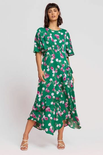 Roman Blue Floral Print Chiffon Midi Dress 9 Roman Blue Floral Print Chiffon Midi Dress - Image 7