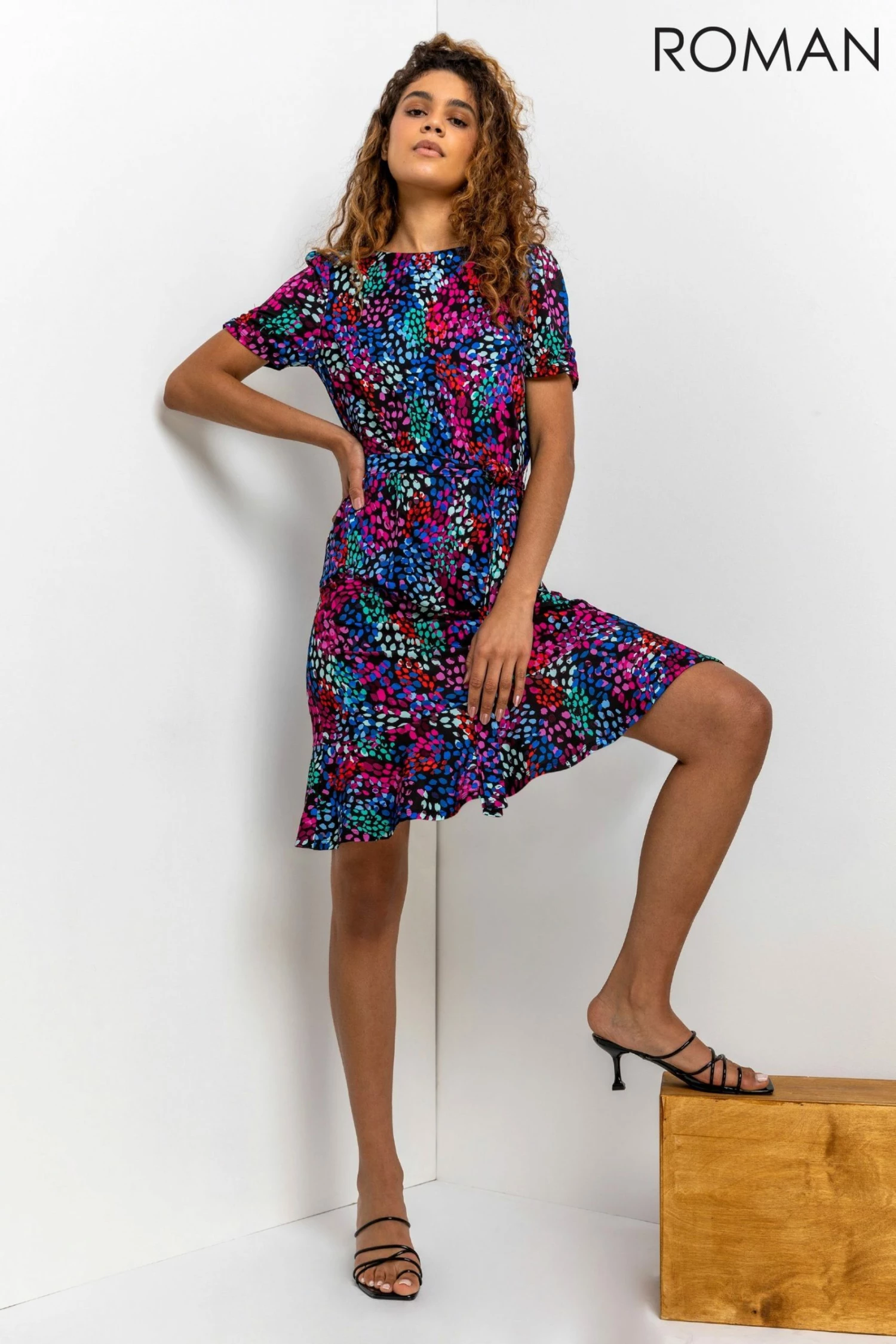 Roman Purple Scatter Spot Print Frill Dress 3 Roman Purple Scatter Spot Print Frill Dress