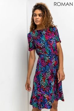 Roman Purple Scatter Spot Print Frill Dress 10 Roman Purple Scatter Spot Print Frill Dress -Roman Sales Shop unnamed file 3763