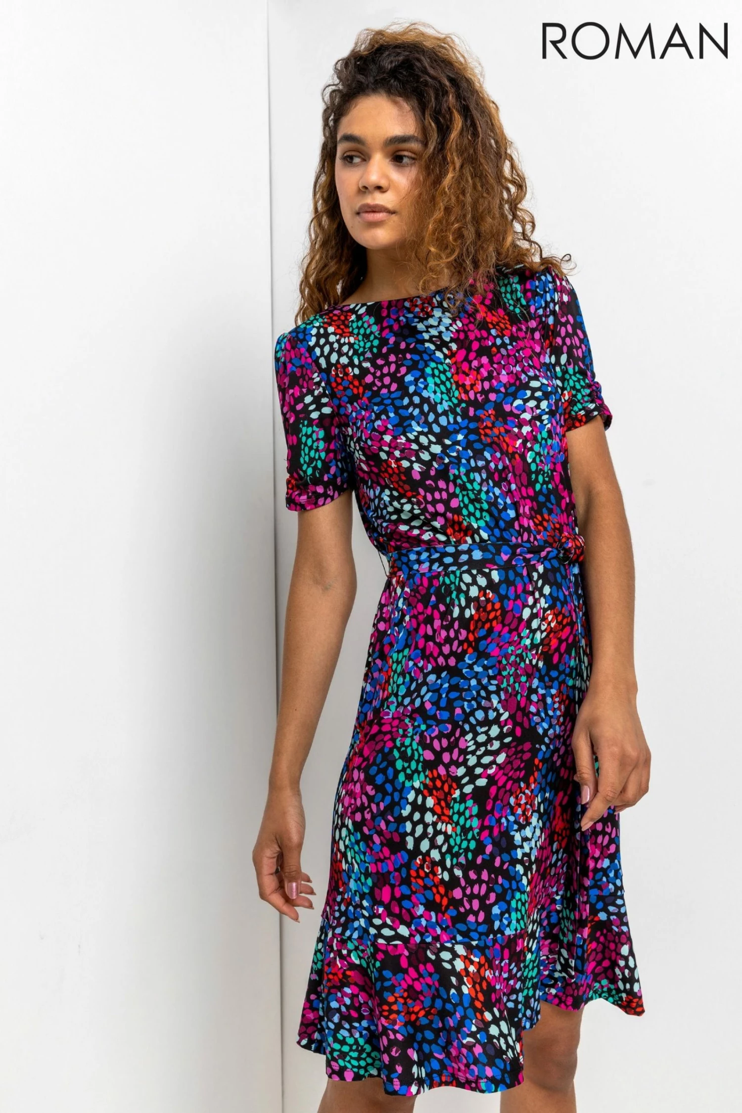 Roman Purple Scatter Spot Print Frill Dress 6 Roman Purple Scatter Spot Print Frill Dress - Image 4