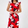 Roman Red Floral Frill Sleeve Midi Dress 1 Roman Red Floral Frill Sleeve Midi Dress -Roman Sales Shop unnamed file 3770