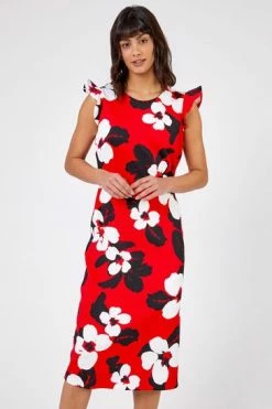 Roman Red Floral Frill Sleeve Midi Dress 11 Roman Red Floral Frill Sleeve Midi Dress -Roman Sales Shop unnamed file 3774