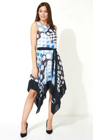 Roman Blue Spot Hanky Hem Midi Dress 7 Roman Blue Spot Hanky Hem Midi Dress - Image 5