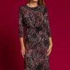 Roman Black D Ring Textured Print Midi Dress