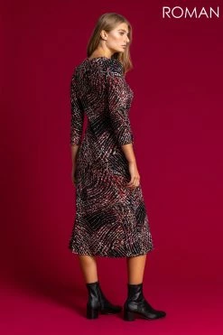 Roman Black D Ring Textured Print Midi Dress 9 Roman Black D Ring Textured Print Midi Dress -Roman Sales Shop unnamed file 3792