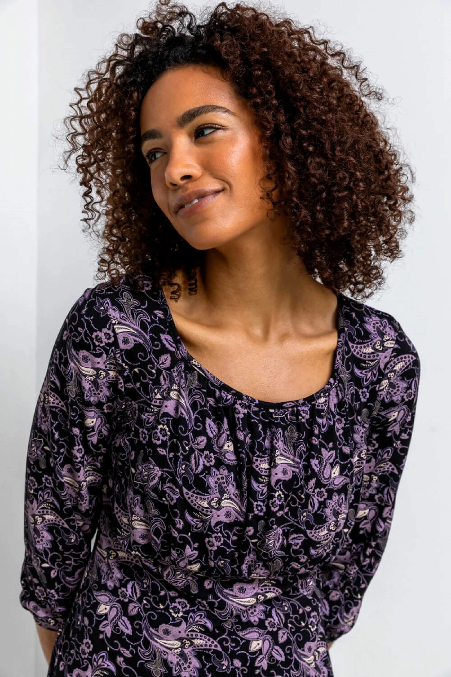 Roman Black Square Neck Paisley Print Dress 6 Roman Black Square Neck Paisley Print Dress - Image 4