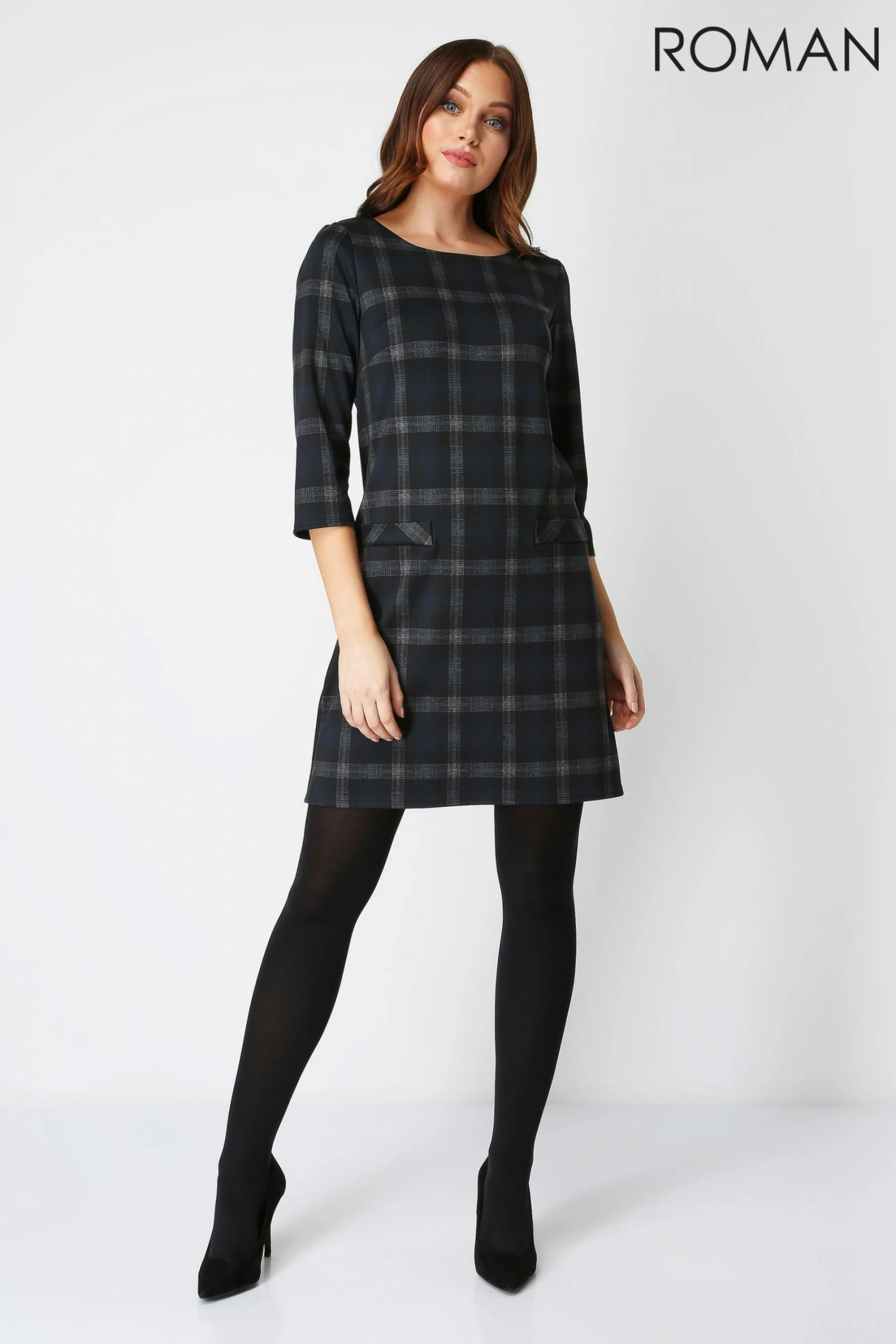 Roman Blue Originals Check Pocket Shift Dress 4 Roman Blue Originals Check Pocket Shift Dress - Image 2