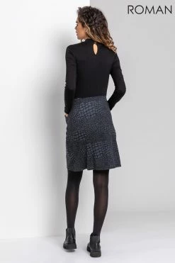 Roman Navy Jacquard Animal Print Midi Dress 8 Roman Navy Jacquard Animal Print Midi Dress -Roman Sales Shop unnamed file 3827