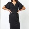 Roman Black Gathered Wrap Front Midi Dress 2 Roman Black Gathered Wrap Front Midi Dress -Roman Sales Shop unnamed file 3831