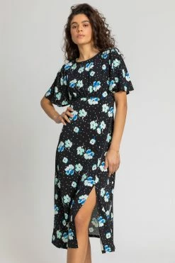 Roman Black Spotted Floral Fit & Flare Midi Dress -Roman Sales Shop unnamed file 3859