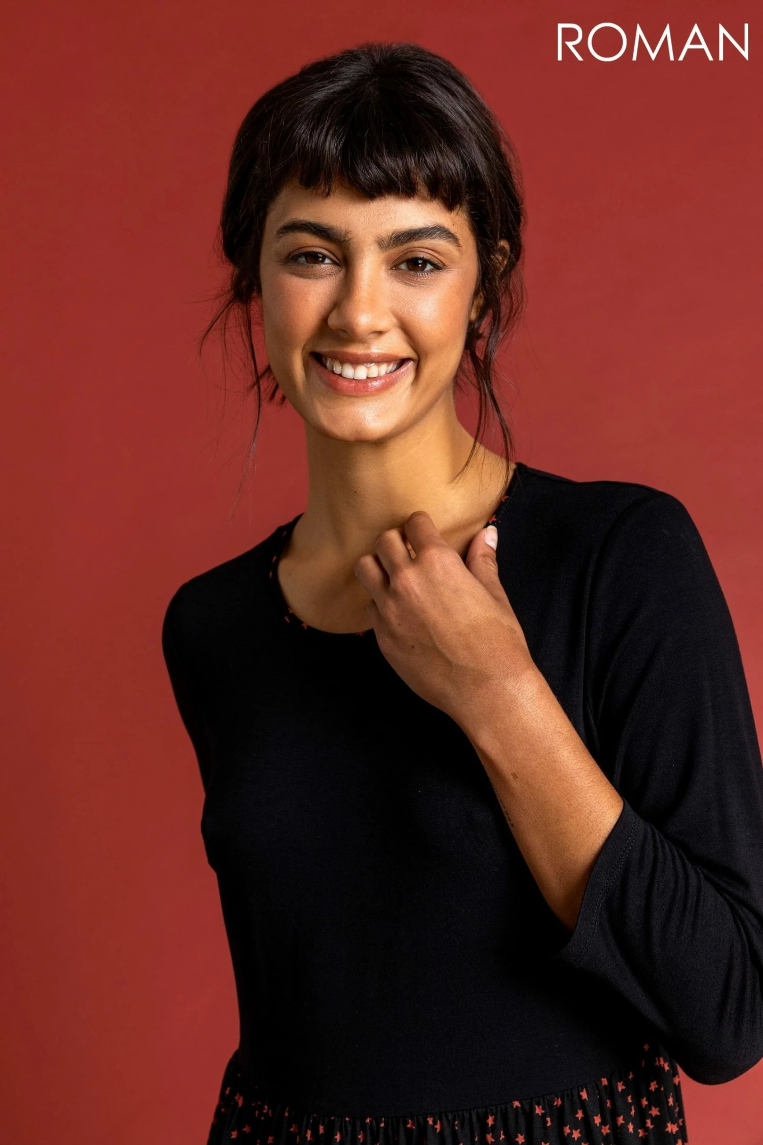 Roman Orange Star Print Contrast Midi Dress 6 Roman Orange Star Print Contrast Midi Dress - Image 4